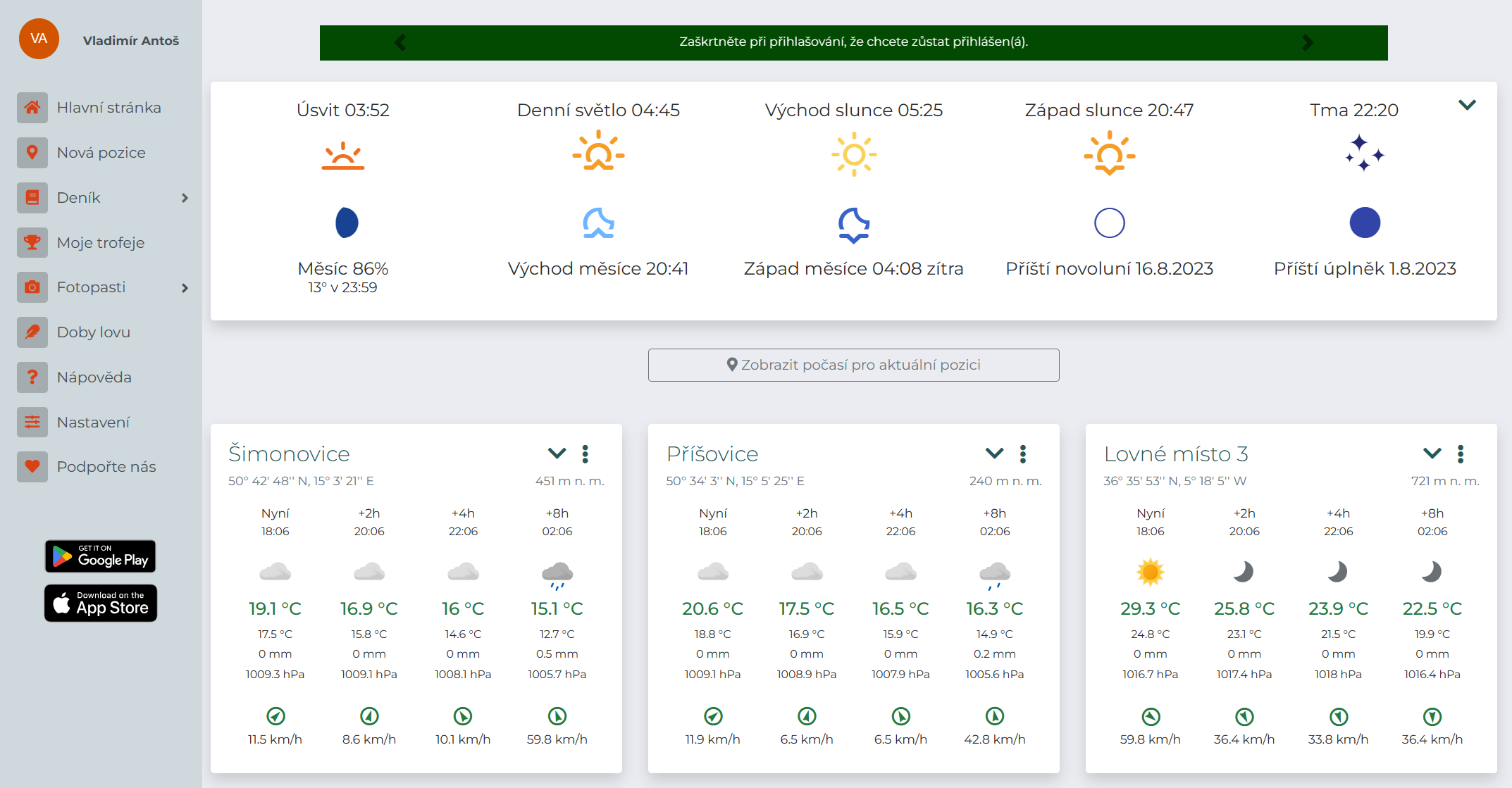 Aplikace pro myslivce a lovce